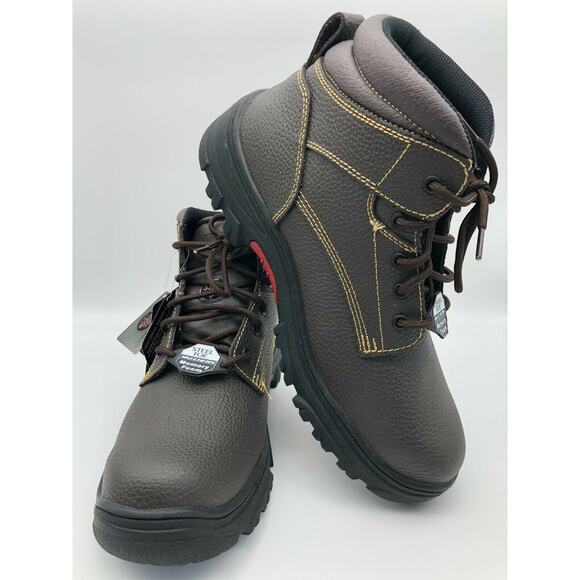 Skechers Men\'s 77143MC Brown Leather Steel Toe Safety Boots Lace Up Size US 13 main image 8